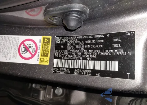 2017 Toyota Highlander Hybrid Le from USA, damaged, VIN 5TDBGRFH4HS025739